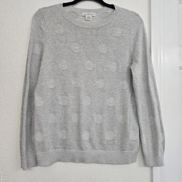 Liz Claiborne Sweaters - Liz Claiborne Women's Gray Metallic Silver Long Sleeve Pullover Sweater Size L